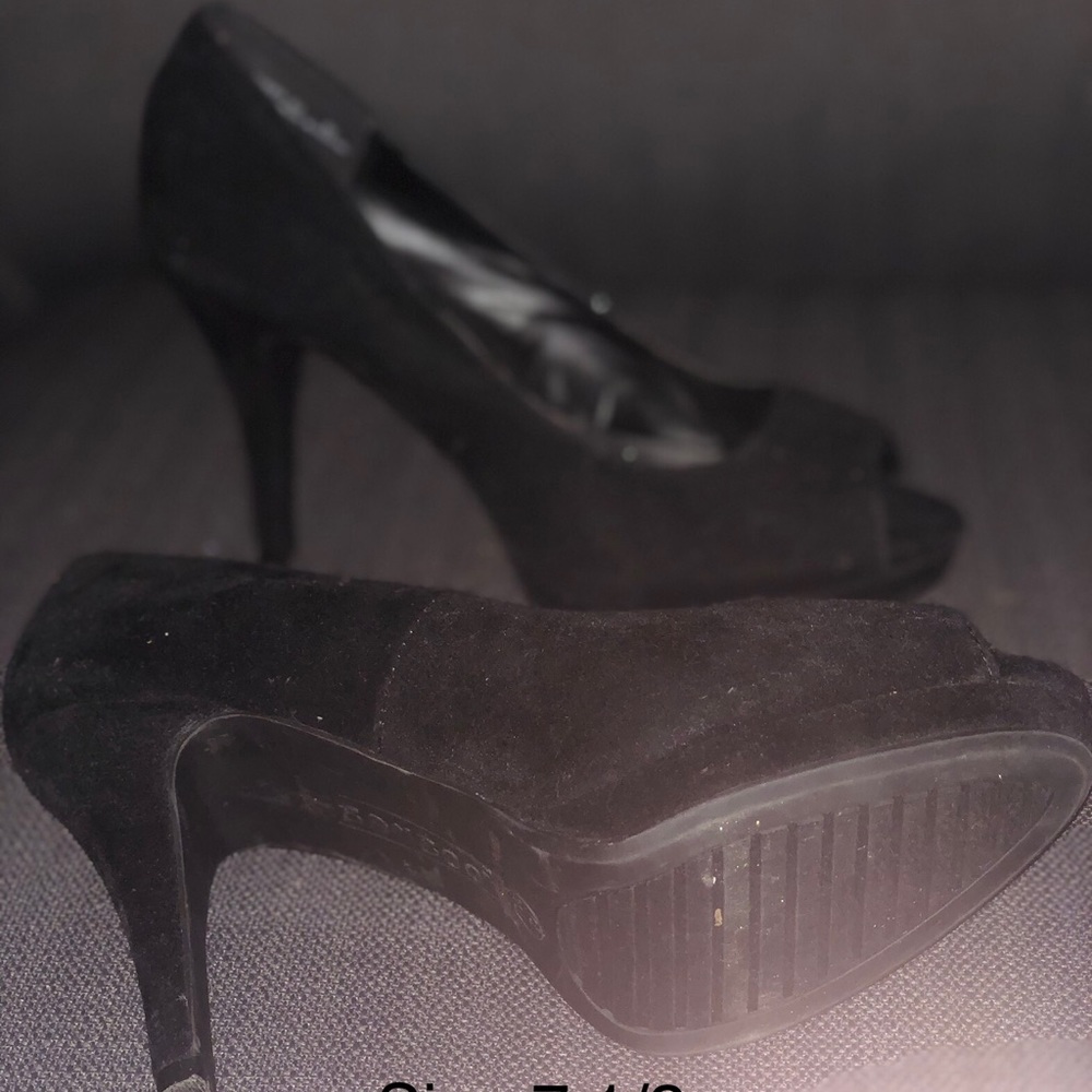 Black suede heels